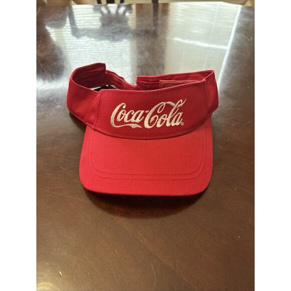 Vintage Enjoy Coca-Cola Classic Red Visor Hat Adjustable‎ 1980s Made in USA EUC - Picture 1 of 4